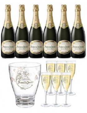 Perrier-Jouët Grand Brut Coffret 6 Bouteilles + 6 Flûtes + 1 Seau - Champagne AOC Perrier-Jouët