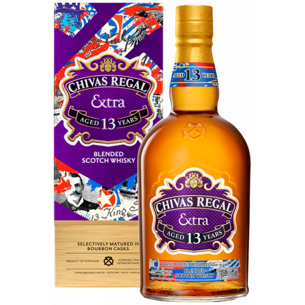 Whisky blended scotch 12 ans CHIVAS REGAL : le coffret bouteille de 70cL +  2 verres à Prix Carrefour